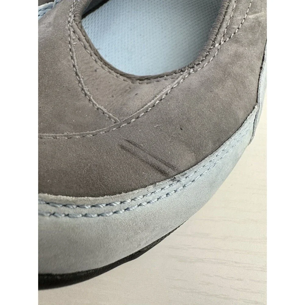 Ecco Receptor Womens EU 39 US 8 8.5 Grey Light Blue Leather Mary Jane Flats Shoe